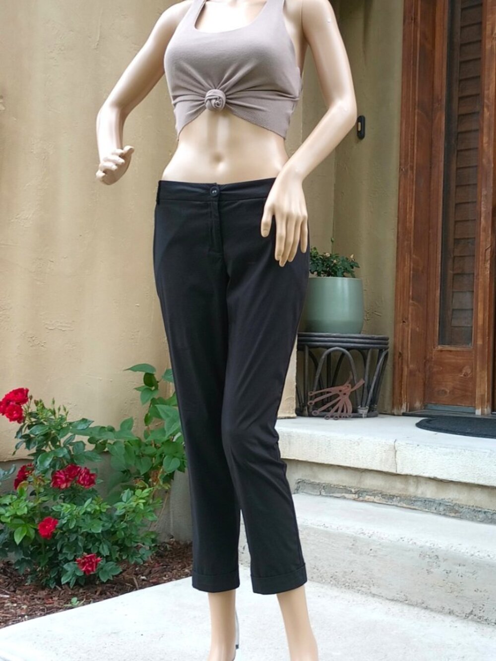 Lightweight Stretch Cropped Pant by Patrizia Pepe, black color, size 38IT/2US